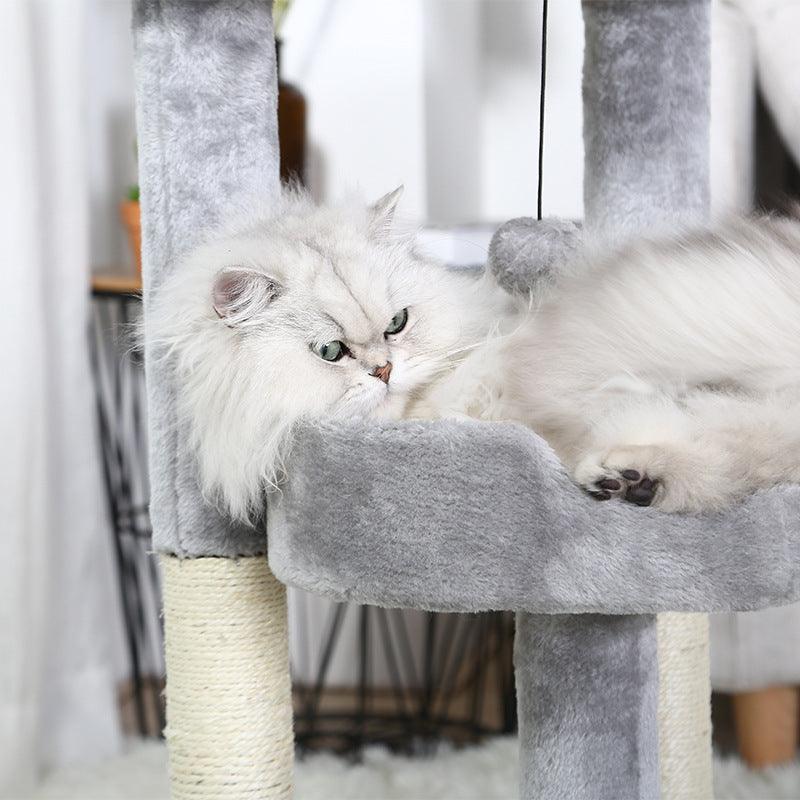 Gray Paw Print Cat Climbing Frame With Sisal Grinding Claw Toy -
