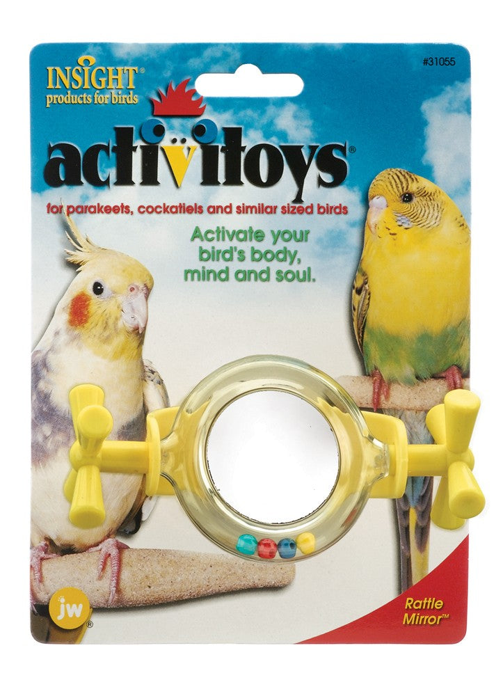 JW Pet ActiviToy Rattle Mirror Bird Toy Assorted Small Medium