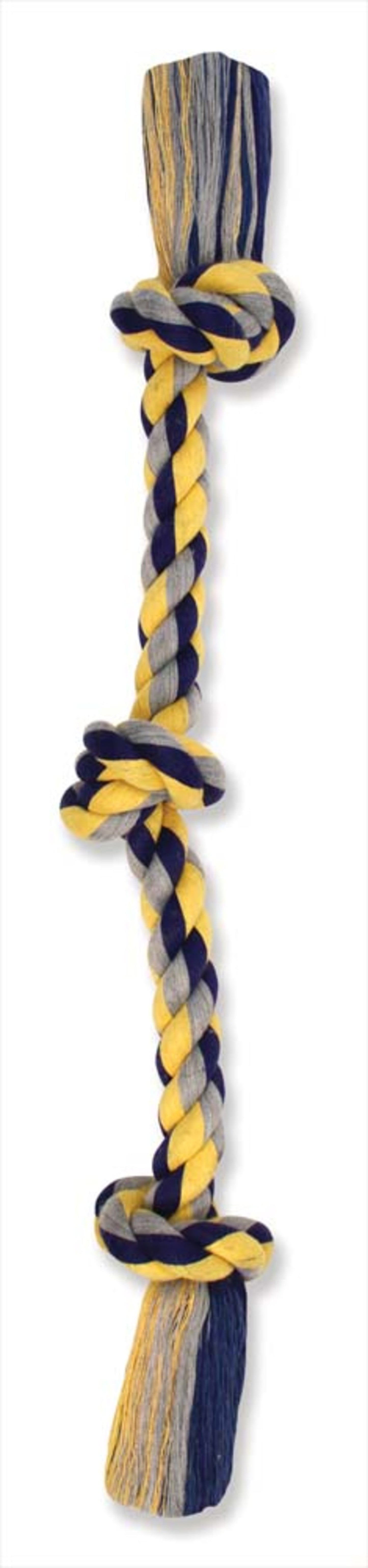 Mammoth Cotton blend Color 3 Knot Rope Tug Toy Assorted 20 in Medium