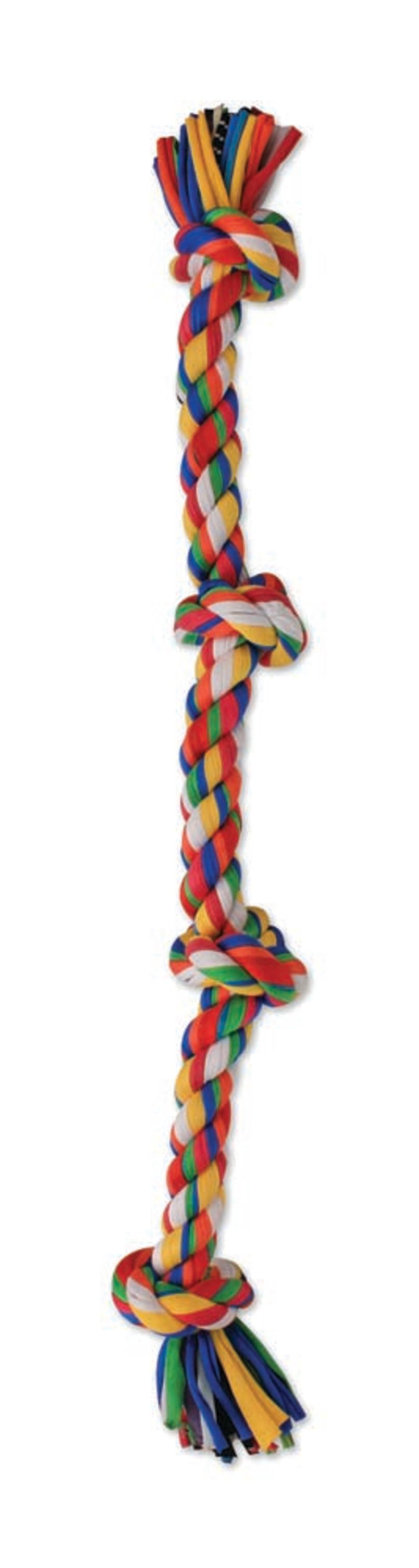 Mammoth Cloth Dog Toy Rope 3 Knot Tug Multi-Color 20 in Medium