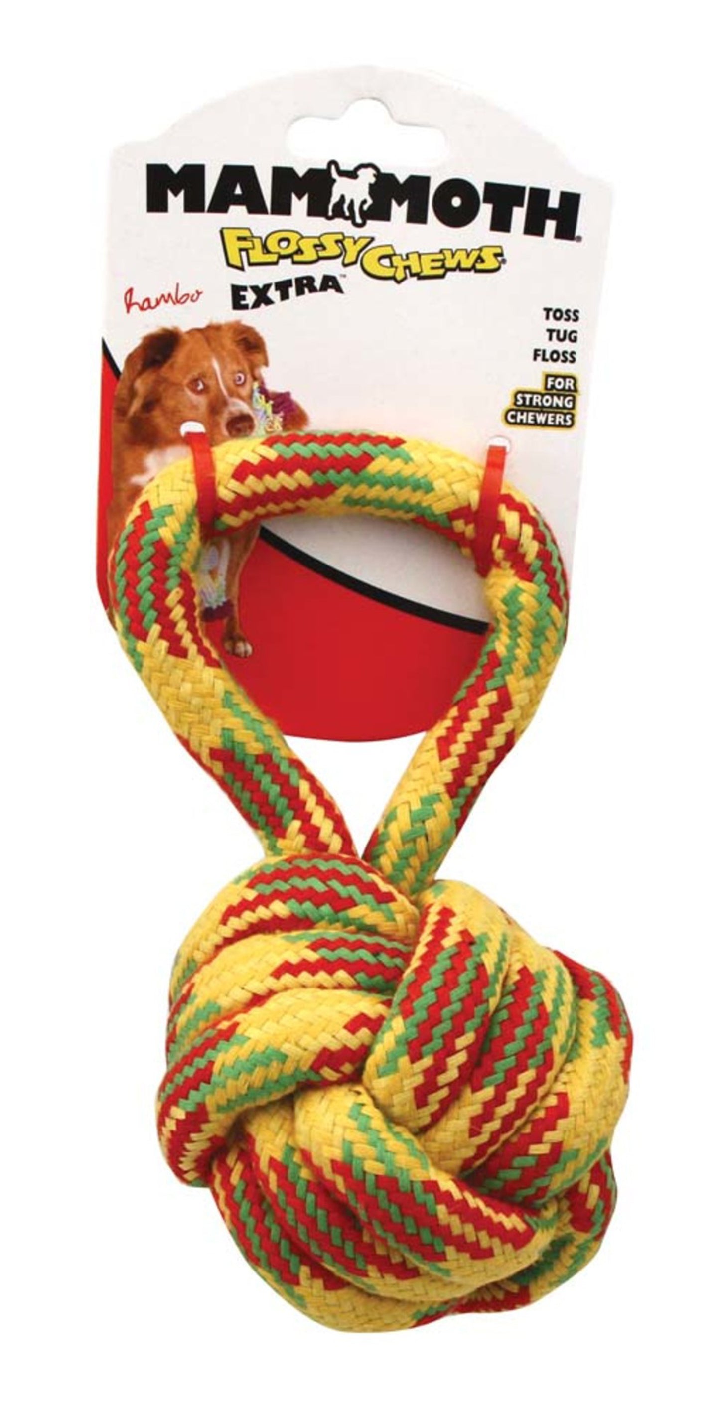 Mammoth EXTRA Monkey Fist With Handle Dog Toy Multi-Color 3.5 in