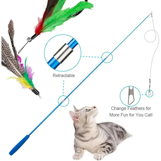 12Pcs Replacement Cat Feather Toy Set Cat Teaser Wand Toy for Kitten