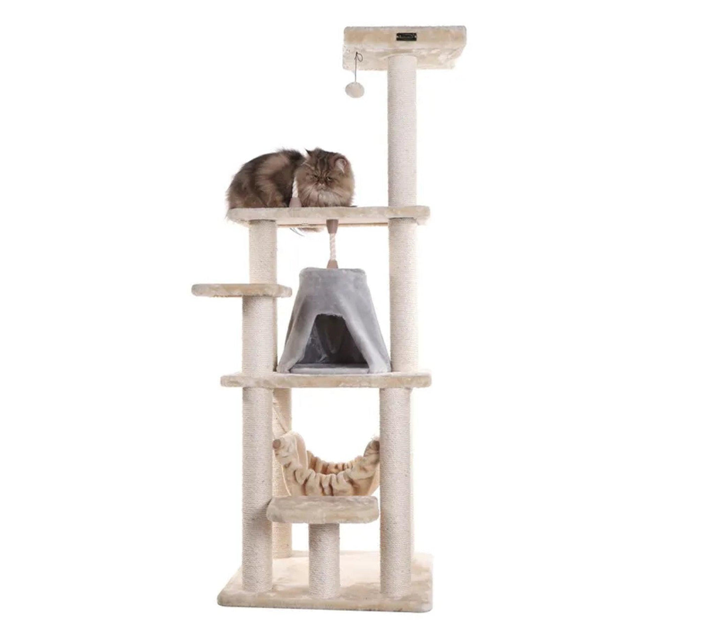 Armarkat Deluxe 65" Cat Tree with Hammock and Playhouse