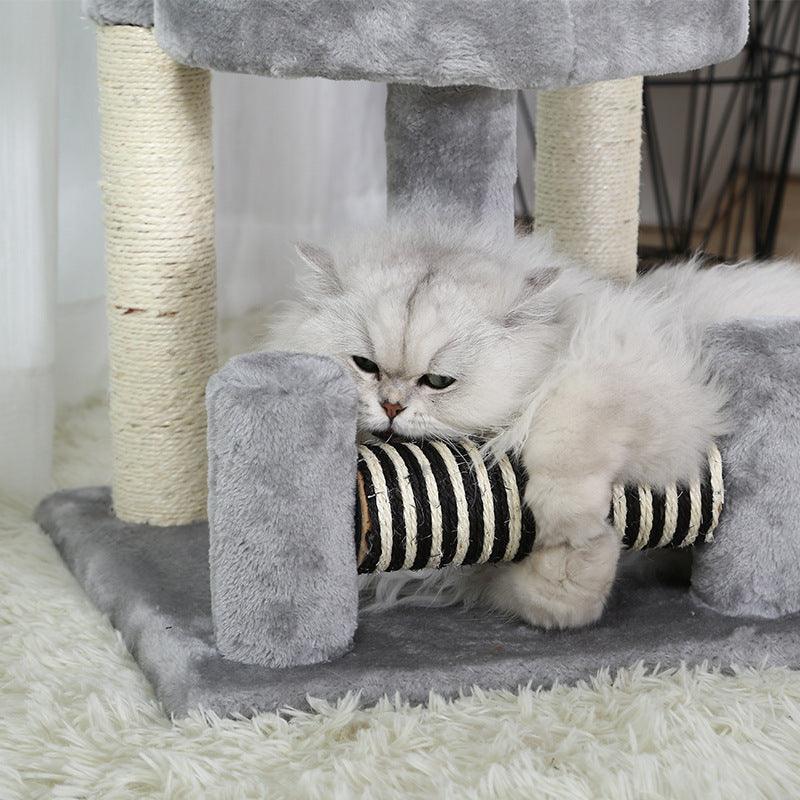 Gray Paw Print Cat Climbing Frame With Sisal Grinding Claw Toy -