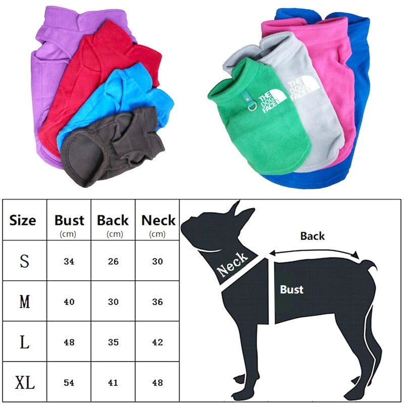 Dog Face Jacket Vest Clothes Winter Fleece Warm Pet Coat Sweater For