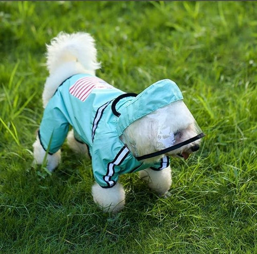 Luxury Polyester Dog Raincoat With Hats Reflective Adjustable Pet