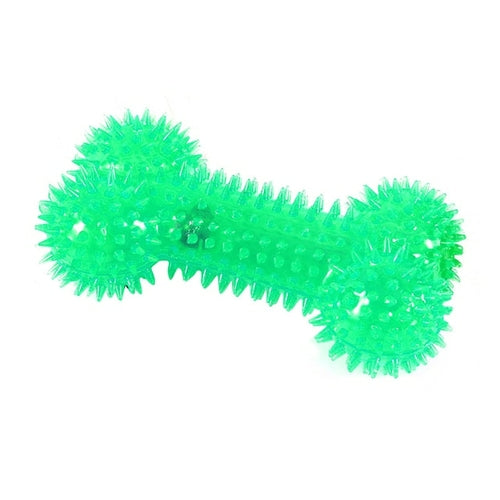 Pet Dog Toys Chew Squeaky Rubber Toys Funny Thorn Bones Shape TPR