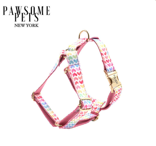 STEP IN HARNESS - RAINBOW HEART PINK