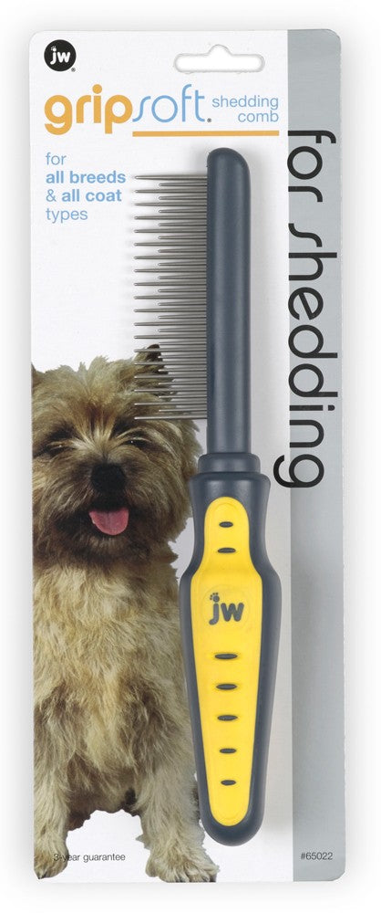 JW Pet Shedding Comb Grey; Yellow One Size