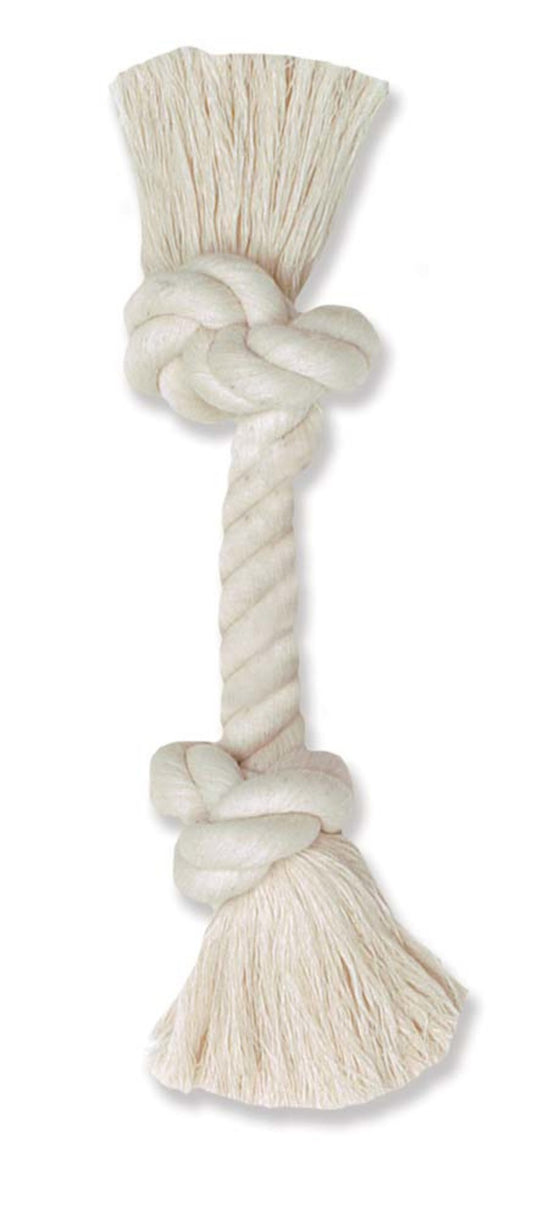 Mammoth 100% Cotton Rope Bone 2 Knots White 12 in Medium