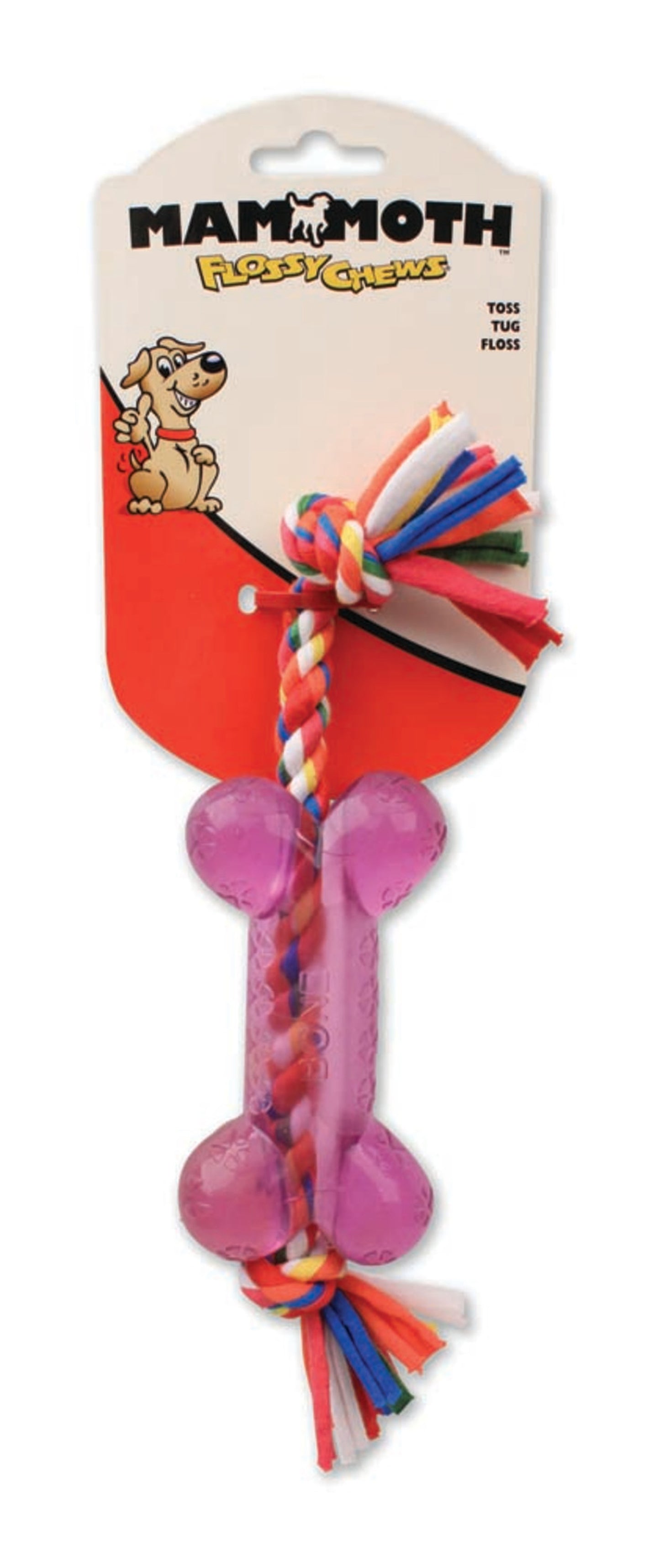 Mammoth Cloth Dog Toy Rope w-TPR Bone Rope Assorted Small