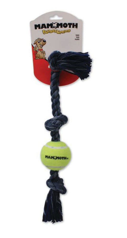 Mammoth Denim 3 Knot Tug with Ball Dog Toy Grey 20 in Medium