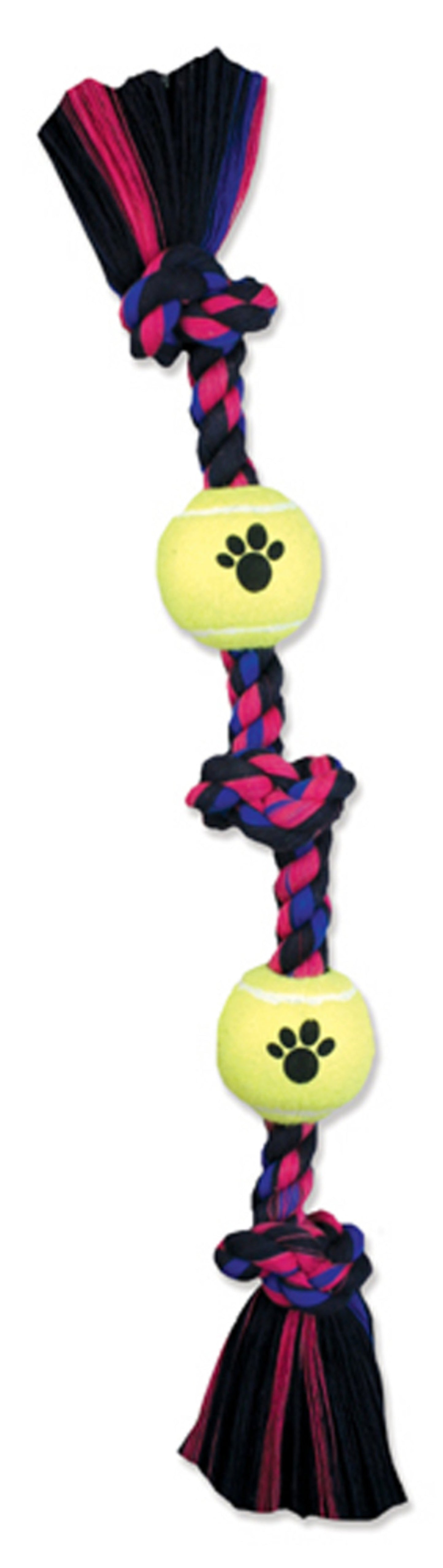 Mammoth 3 Knot Tug Dog toy w-4in Tennis Ball 20 in Medium