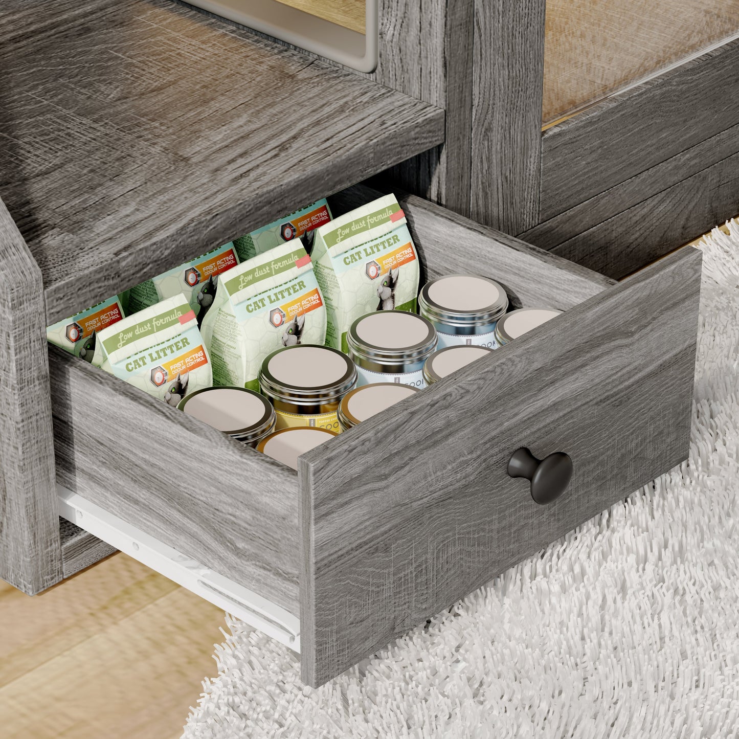 Cat Litter Box Enclosure with  Light , Hidden Litter Box Furniture