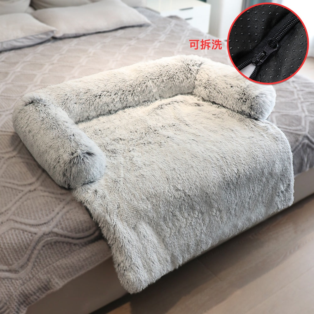 Winter Large Dog Sofa Bed with Zipper Dogs Bed Removable Cover Plush K