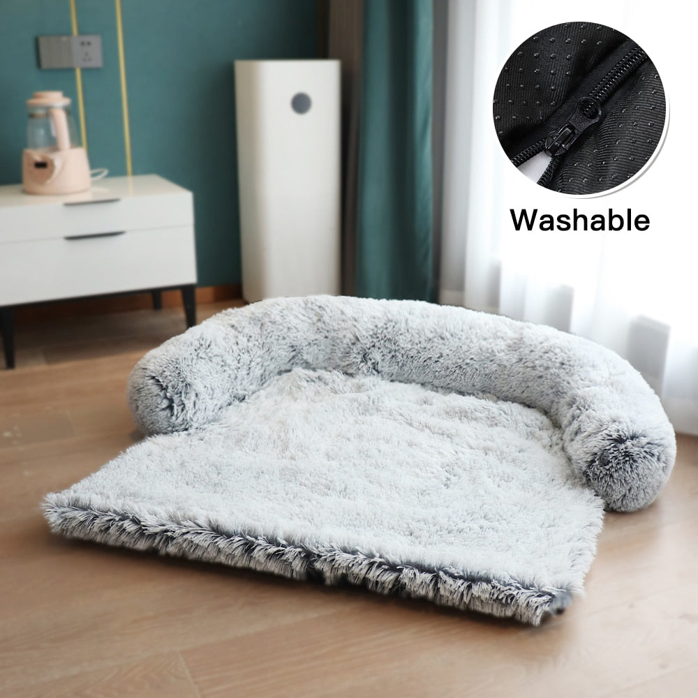 Winter Large Dog Sofa Bed with Zipper Dogs Bed Removable Cover Plush K