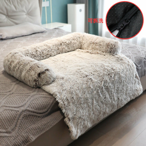 Winter Large Dog Sofa Bed with Zipper Dogs Bed Removable Cover Plush K