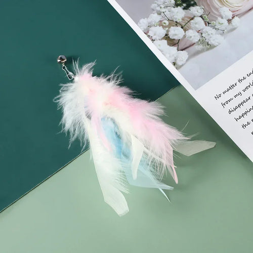 Cat Feather Toy Accessories False Birds Worm Toy with Bell Kitten Cat