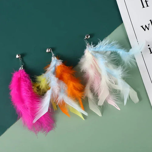 Cat Feather Toy Accessories False Birds Worm Toy with Bell Kitten Cat