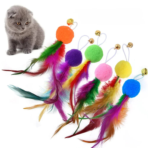 Cat Feather Toy Accessories False Birds Worm Toy with Bell Kitten Cat