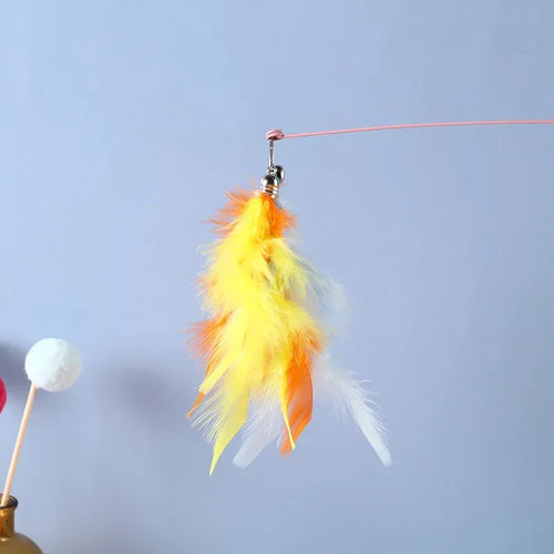 Cat Feather Toy Accessories False Birds Worm Toy with Bell Kitten Cat