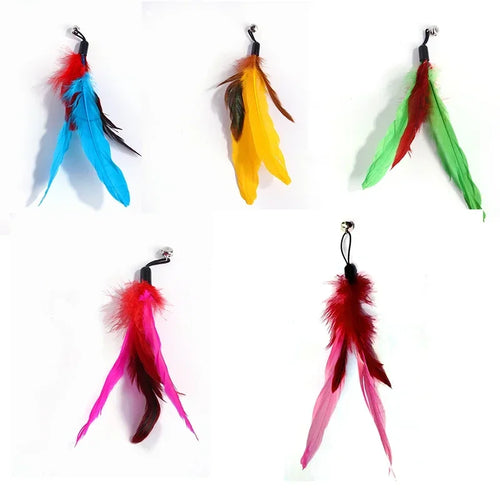 Cat Feather Toy Accessories False Birds Worm Toy with Bell Kitten Cat