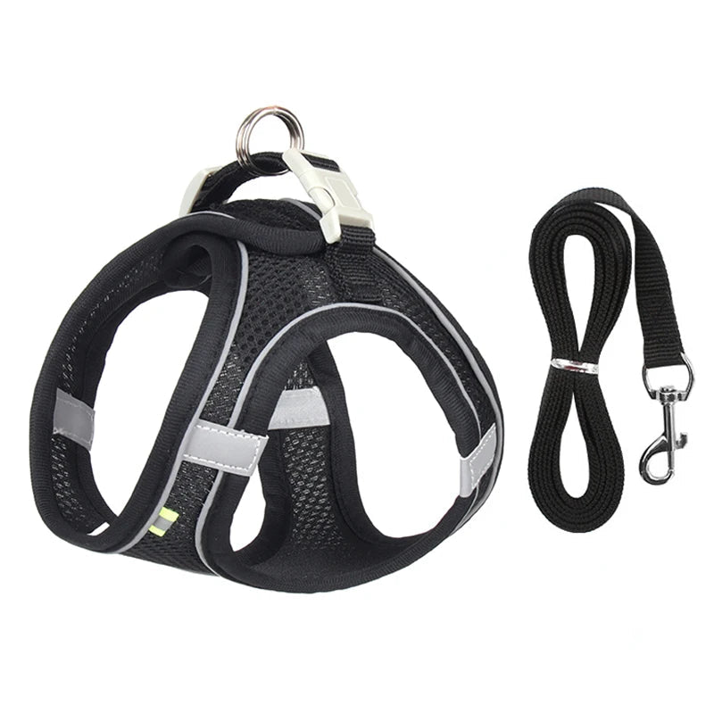 Escape Proof Cat Harness and Leash Set Adjustable Mesh Dog Harness