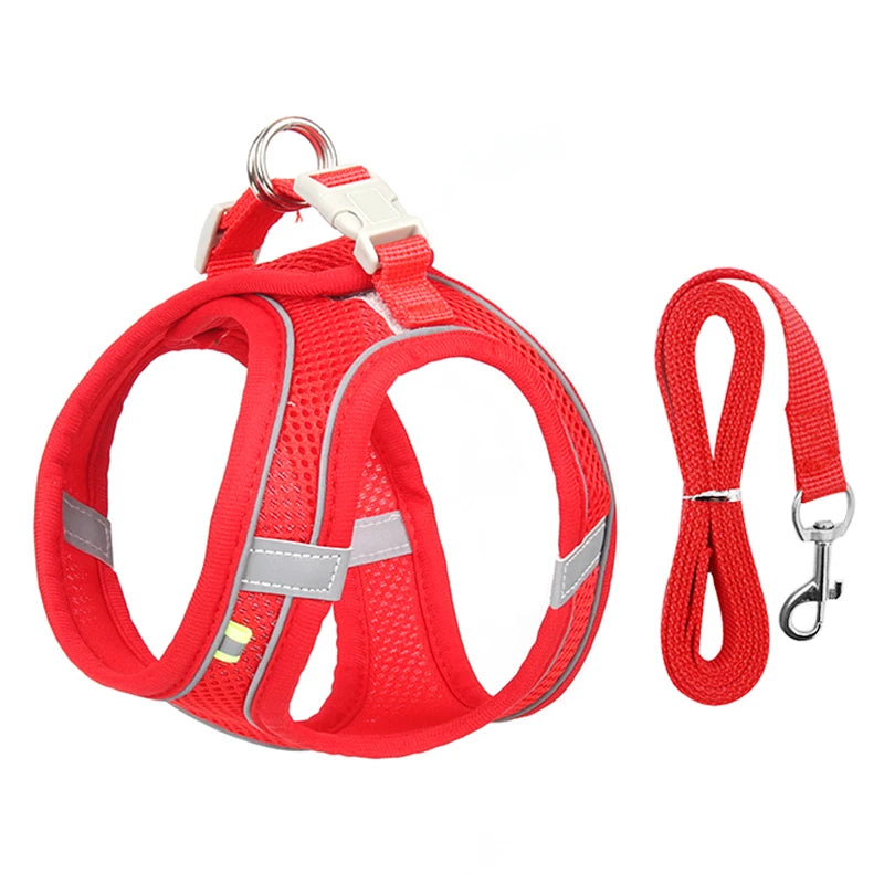Escape Proof Cat Harness and Leash Set Adjustable Mesh Dog Harness