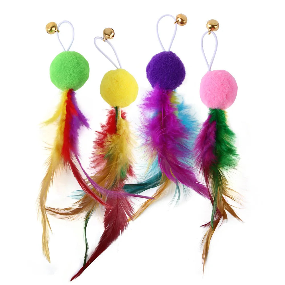 Cross-border cat toy set, colorfulful feather replacement head,