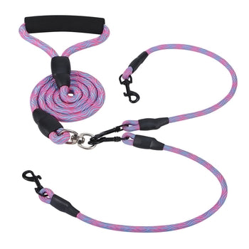 Double Dogs Leash No-Tangle Dogs Lead Reflective Dogs Walking Leash w/