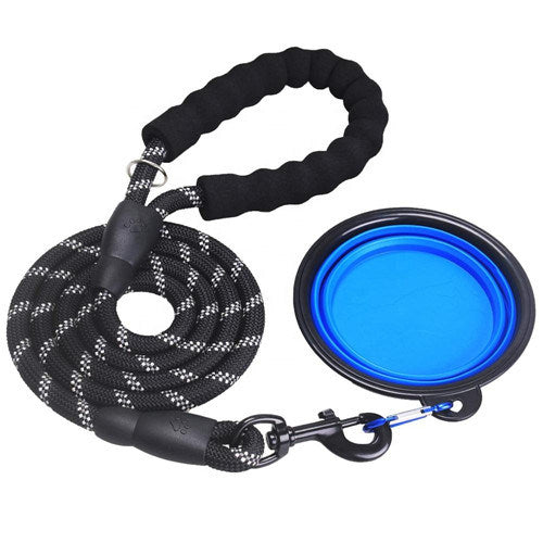 Strong Dog Leash with Zipper Pouch;  Comfortable Padded Handle and