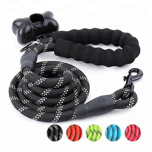 Strong Dog Leash with Zipper Pouch;  Comfortable Padded Handle and