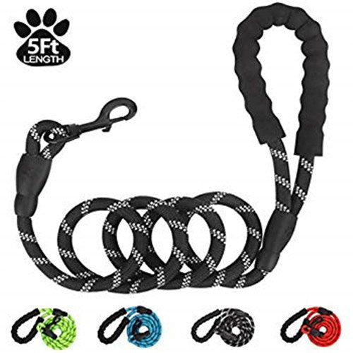 Strong Dog Leash with Zipper Pouch;  Comfortable Padded Handle and