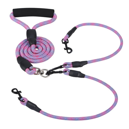 Double Dogs Leash No-Tangle Dogs Lead Reflective Dogs Walking Leash w/
