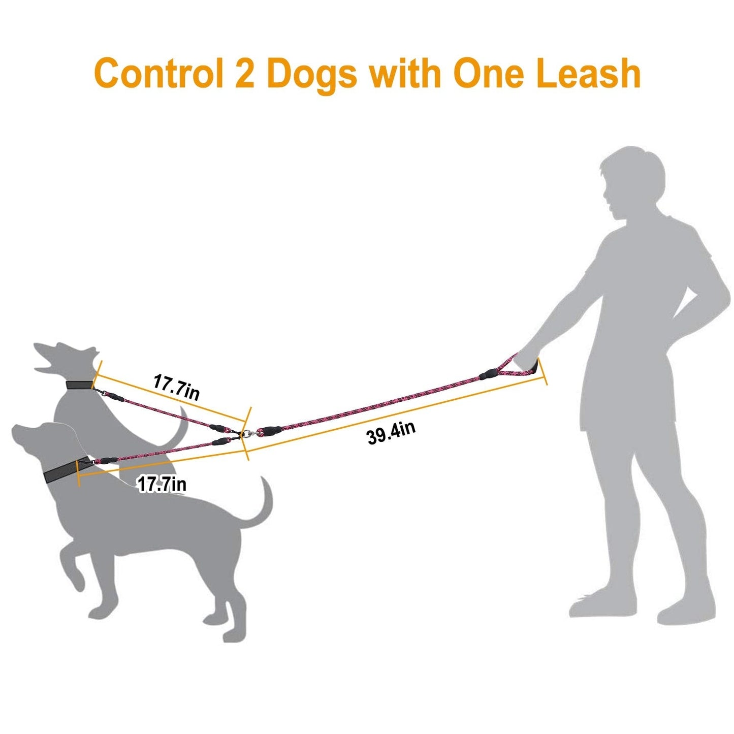Double Dogs Leash No-Tangle Dogs Lead Reflective Dogs Walking Leash w/
