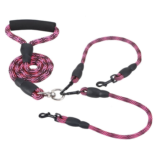 Double Dogs Leash No-Tangle Dogs Lead Reflective Dogs Walking Leash w/
