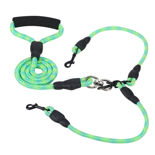Double Dogs Leash No-Tangle Dogs Lead Reflective Dogs Walking Leash w/