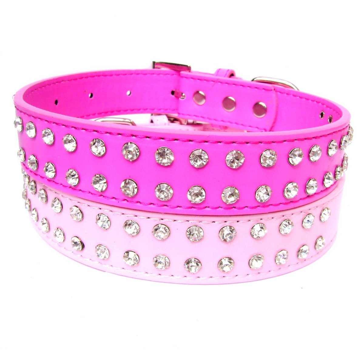 2-Row Dog Collars - Hot Pink