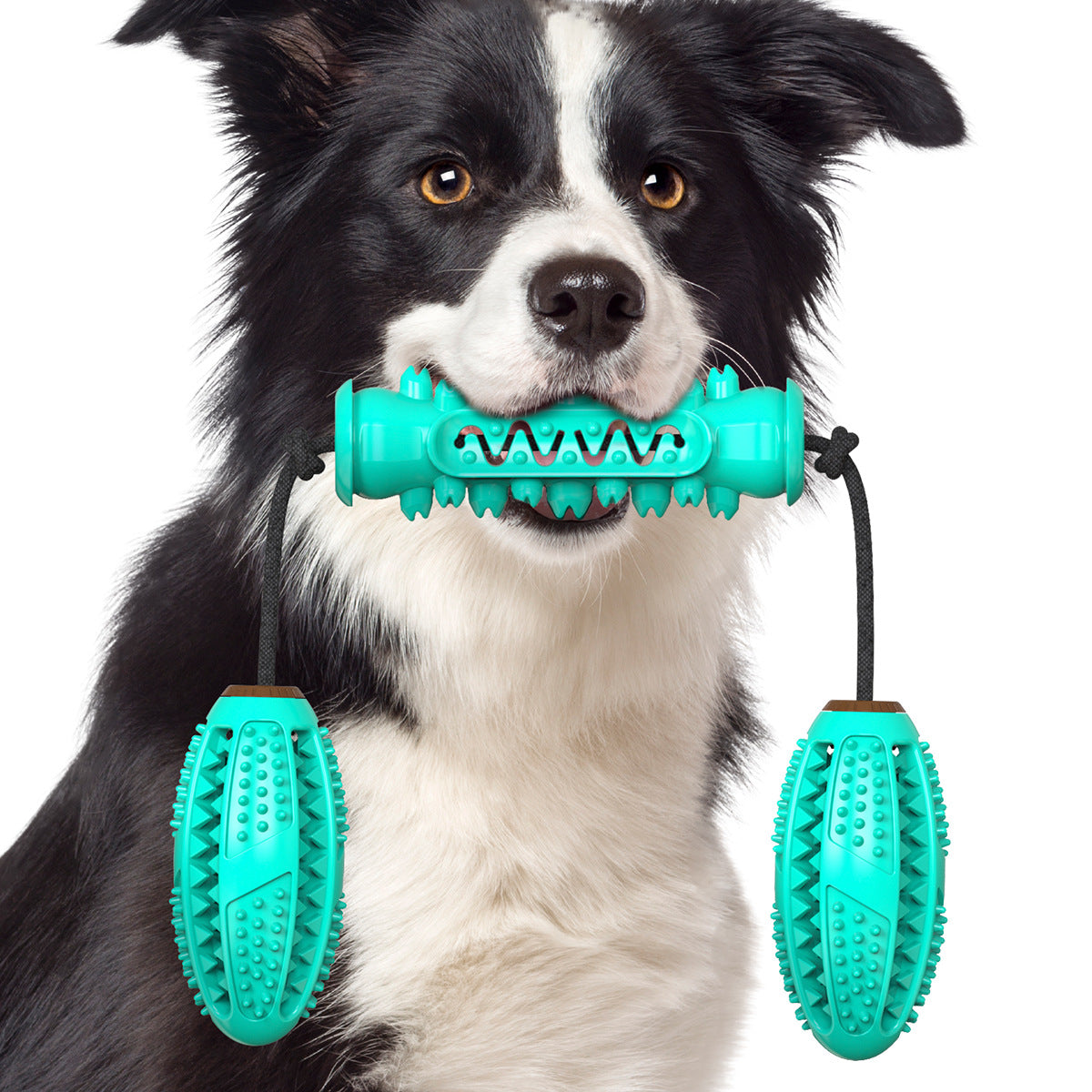 Rubber toothbrush dog chew toy for supervised chewing enrichment - view 1