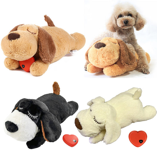 Cute Heartbeat Puppy Behavioral Training Toy Plush Pet Comfortable