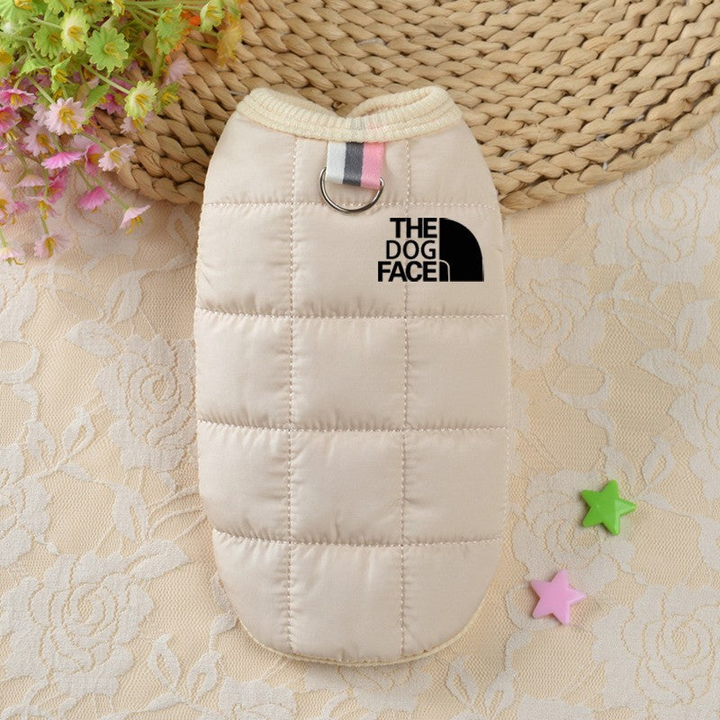 Dog Face Jacket Vest Clothes Winter Cotton Warm Pet Coat Sweater For