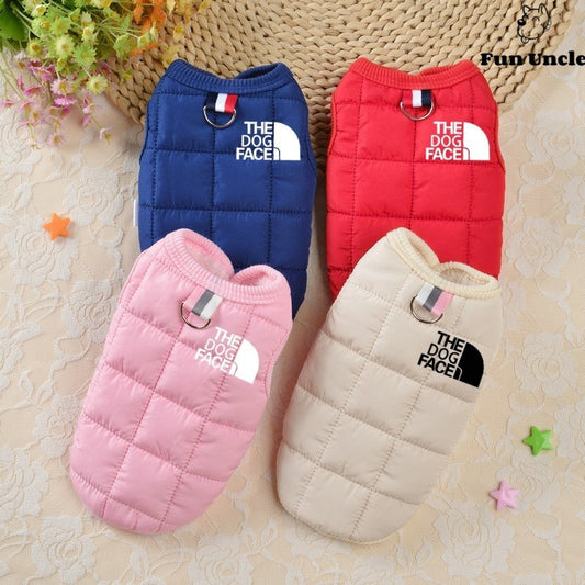 Dog Face Jacket Vest Clothes Winter Cotton Warm Pet Coat Sweater For