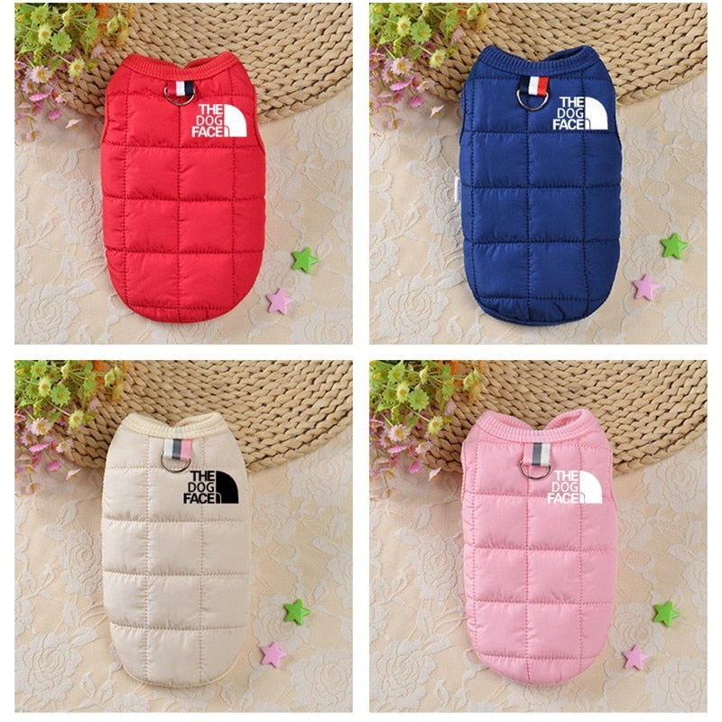 Dog Face Jacket Vest Clothes Winter Cotton Warm Pet Coat Sweater For