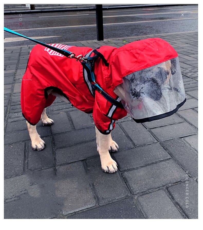 Luxury Polyester Dog Raincoat With Hats Reflective Adjustable Pet