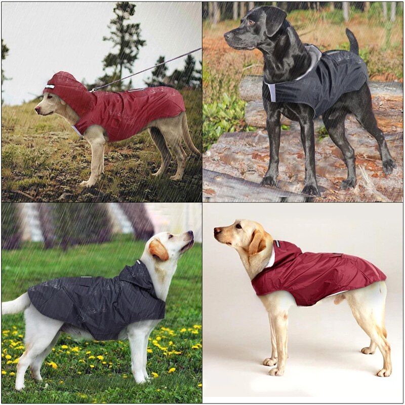 Dog Raincoat Jacket Clothes Reflective Waterproof Rain Poncho Outdoor