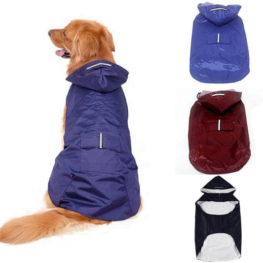 Dog Raincoat Jacket Clothes Reflective Waterproof Rain Poncho Outdoor