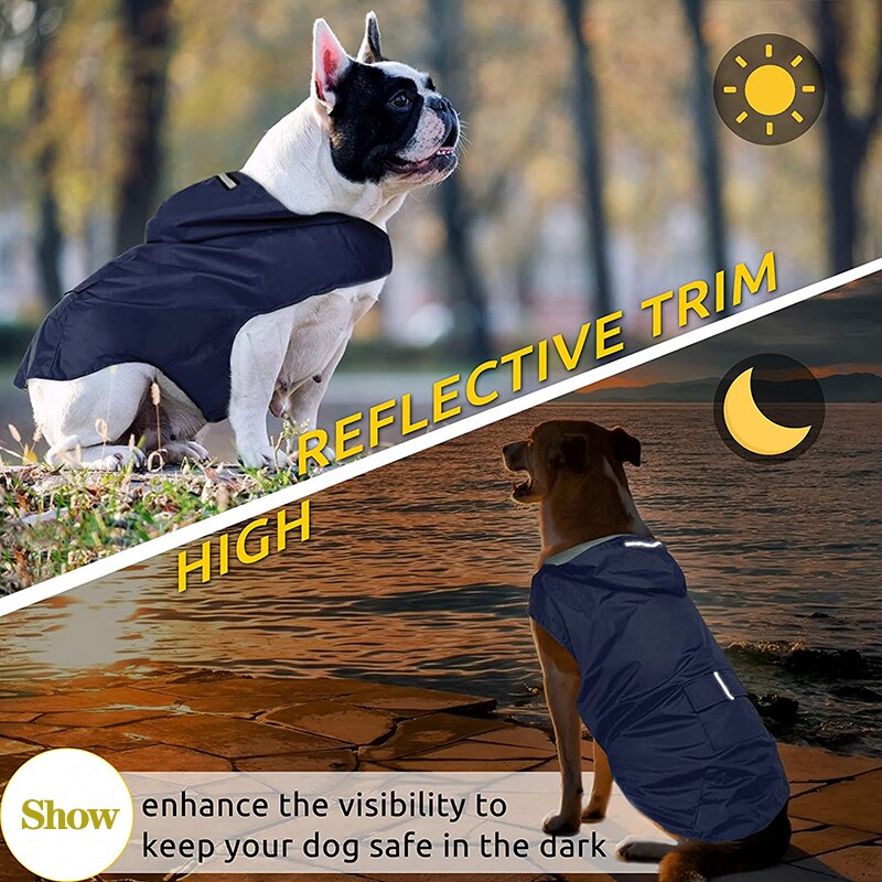 Dog Raincoat Jacket Clothes Reflective Waterproof Rain Poncho Outdoor