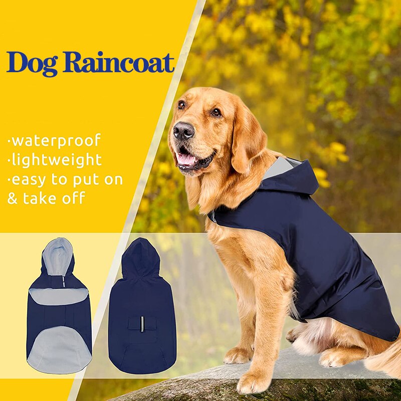 Dog Raincoat Jacket Clothes Reflective Waterproof Rain Poncho Outdoor