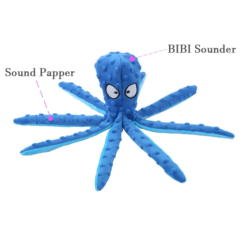 Dog Toy Pet Plush Toy Voice Octopus Bite Resistant Interactive Pet Dog