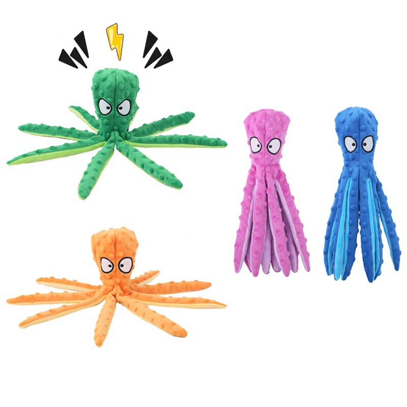 Dog Toy Pet Plush Toy Voice Octopus Bite Resistant Interactive Pet Dog